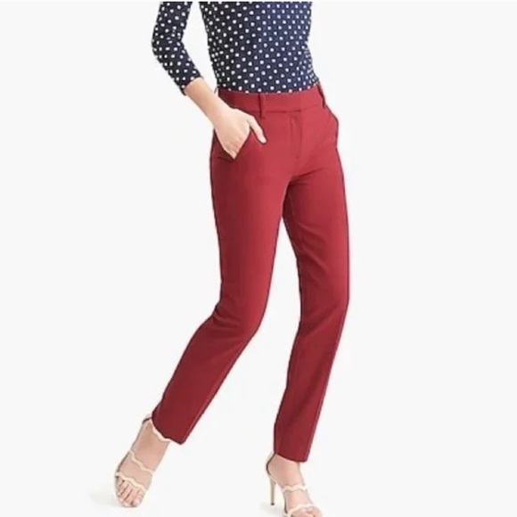 J.Crew Factory Size 6 Deep Garnet Slim Crop Ruby Pant in Stretch Twill - Picture 1 of 5